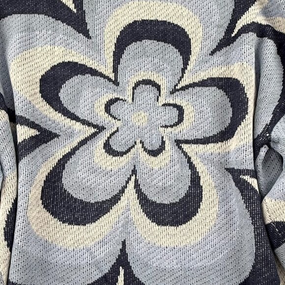 NEW! Just Polly Knit Sweater Blue & White $49 Plus 4X Stripes Abstract Flower - Picture 9 of 11